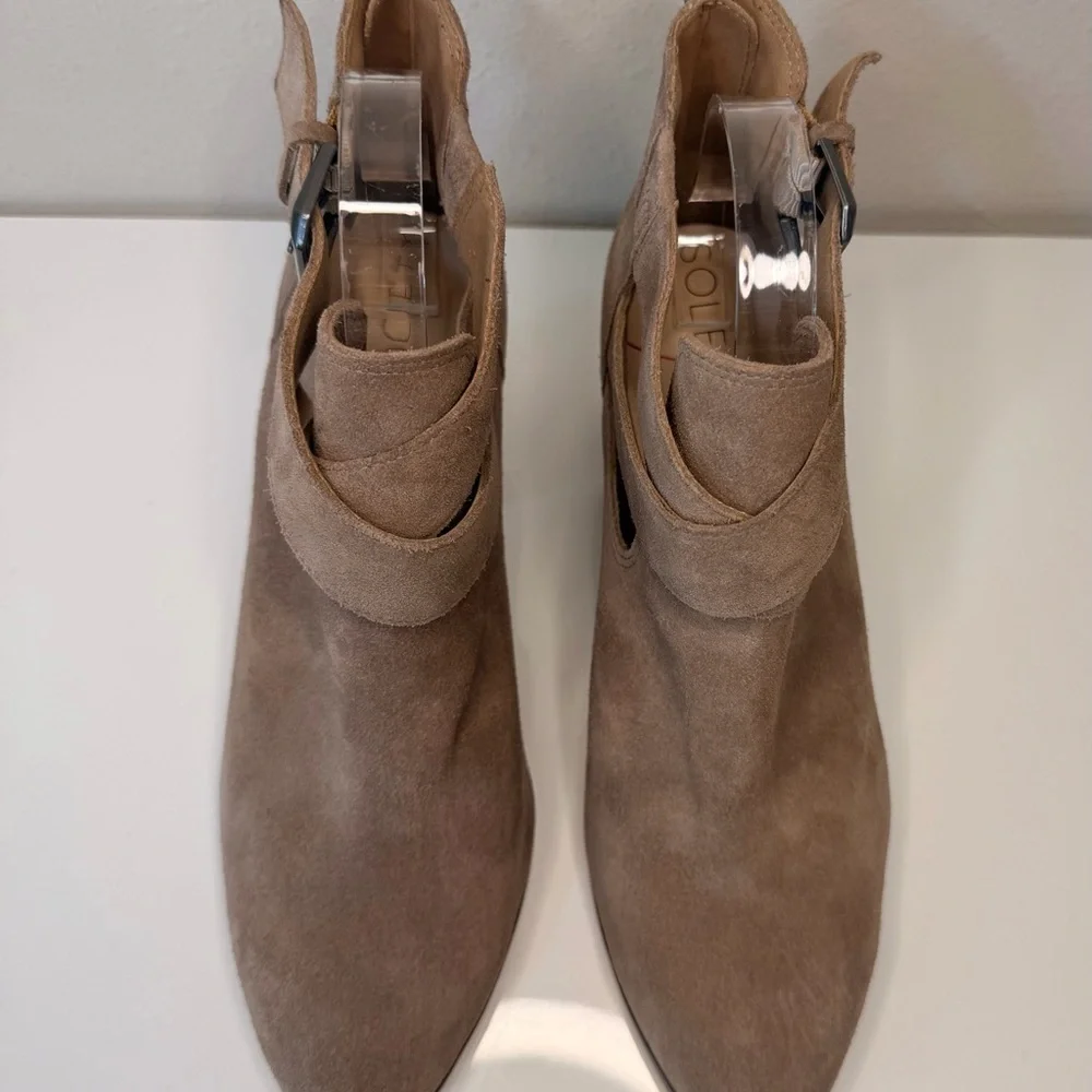 Sole Society Taupe Suede Cutout Ankle Booties